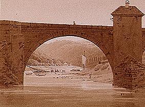 Riverside with stone bridge a Caspar David Friedrich