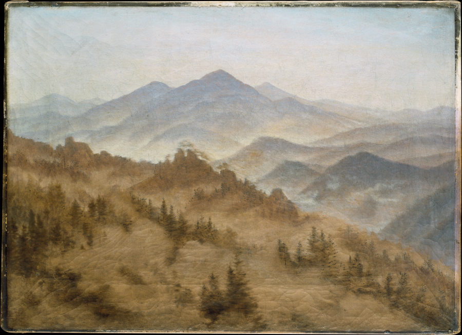 Mountains in the Rising Fog a Caspar David Friedrich