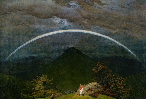 Mountains landscape with rainbows a Caspar David Friedrich