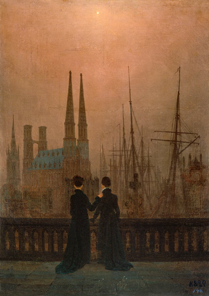 Harbour at Night (Sisters) a Caspar David Friedrich