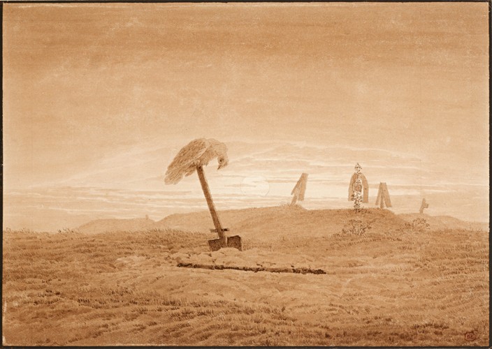 Landscape with Graves a Caspar David Friedrich