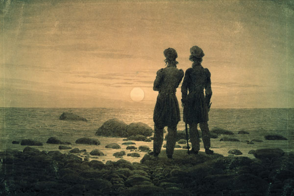 Two men at moonrise by the sea a Caspar David Friedrich