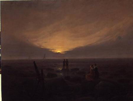 Moon Rising Over the Sea a Caspar David Friedrich