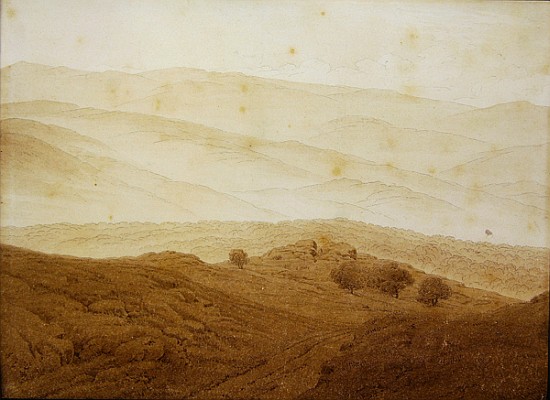 Mountain landscape near Teplitz a Caspar David Friedrich