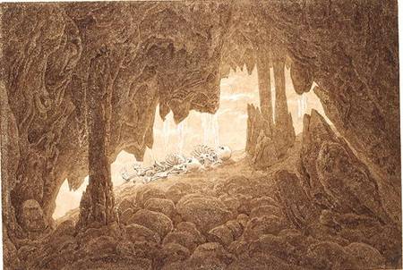 Skeleton in the Cave a Caspar David Friedrich