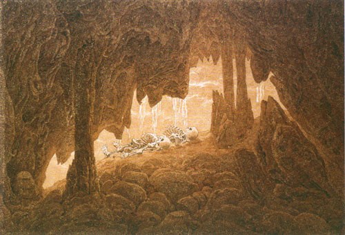 Skeletons in the dripstone cave a Caspar David Friedrich
