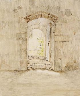 Entrance Gate to the Royal School in Meissen (pencil and w/c on paper)