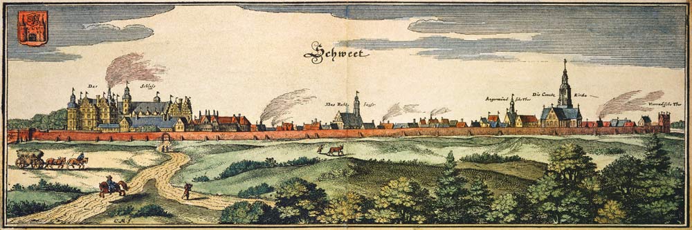 Schwedt, Stadtansicht / Merian a Caspar Merian