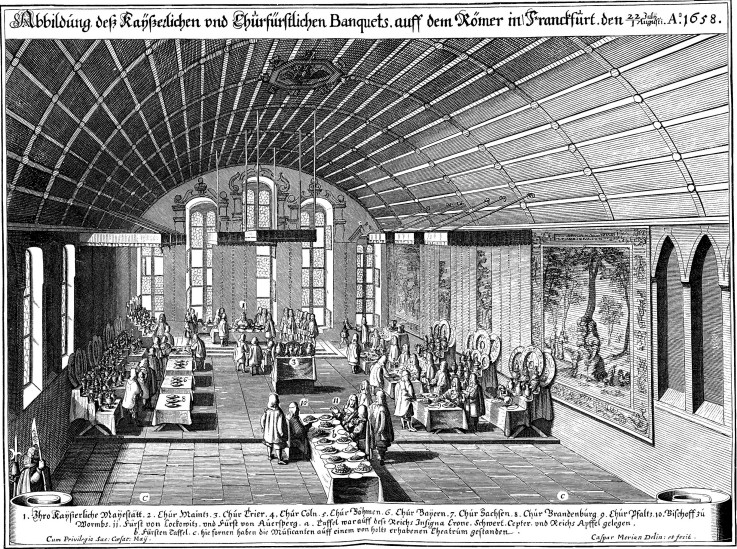 Banquet in the Römer in Frankfurt a.M. on August 1, 1658 in celebration of Emperor Leopold I a Caspar Merian