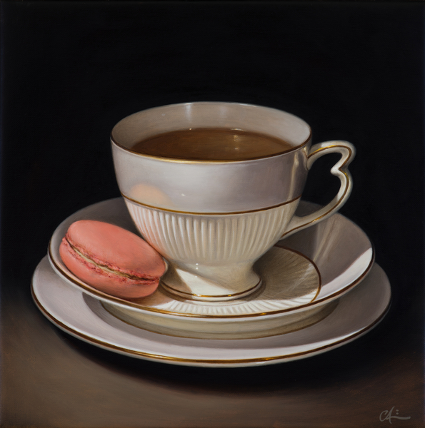 Teascape with Strawberry Macaron a Catherine  Abel