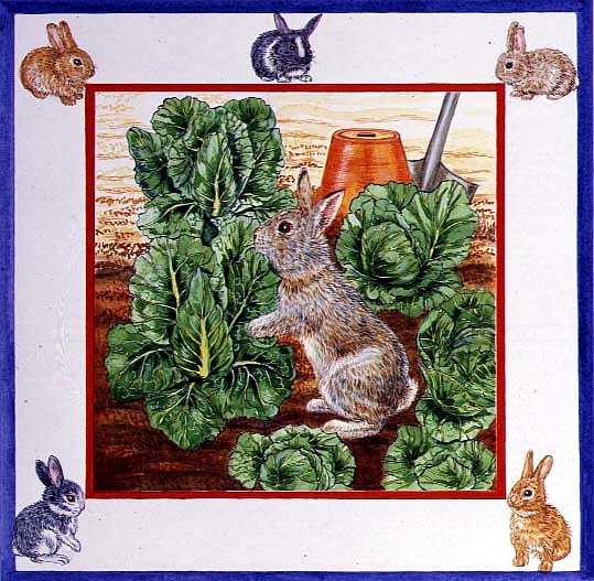 A Rabbit in the Cabbage Patch (w/c on paper)  a Catherine  Bradbury