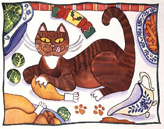 Christmas Cat and the Turkey  a Cathy  Baxter