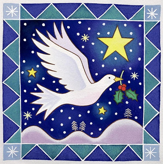 Christmas Dove (w/c on paper)  a Cathy  Baxter