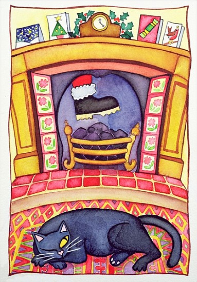 Santa Arriving Down the Chimney  a Cathy  Baxter