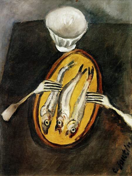 Still life with herrings a Chaim Soutine