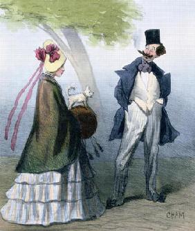 'We gentlemen all love virtuous maidens', caricature depicting a bounder or cad admiring a pretty gi