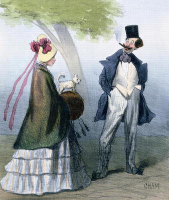 'We gentlemen all love virtuous maidens', caricature depicting a bounder or cad admiring a pretty gi a Cham