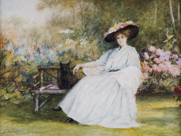 Lady and her Dog at Corsham Court a Charles A. Sellar