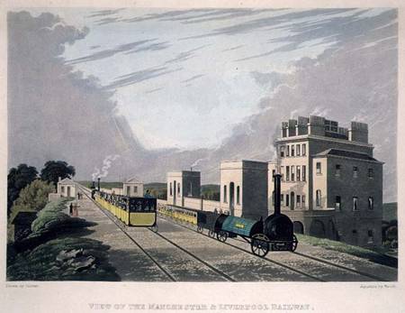 View of the Manchester and Liverpool Railway, taken at Newton, 1825, engraved by Havell a Charles Calvert