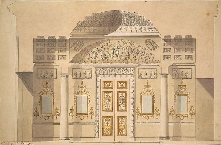 Elevation of the Mirror Wall in the Jasper Study of the Agate Pavilion at Tsarskoye Selo a Charles Cameron