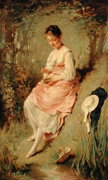 Young Girl with a Nest a Charles Chaplin