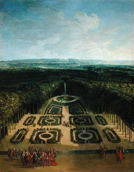 Promenade of Louis XIV (1638-1715) in the Gardens of the Grand Trianon a Charles Chastelain