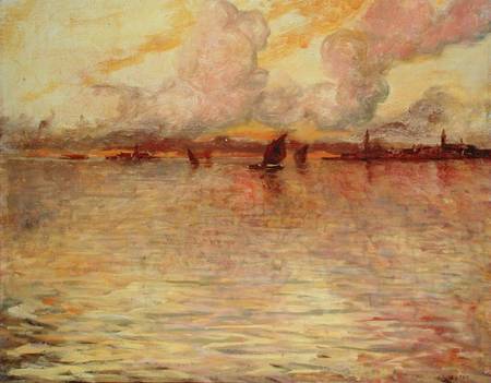 Seascape with Distant View of Venice a Charles Cottet