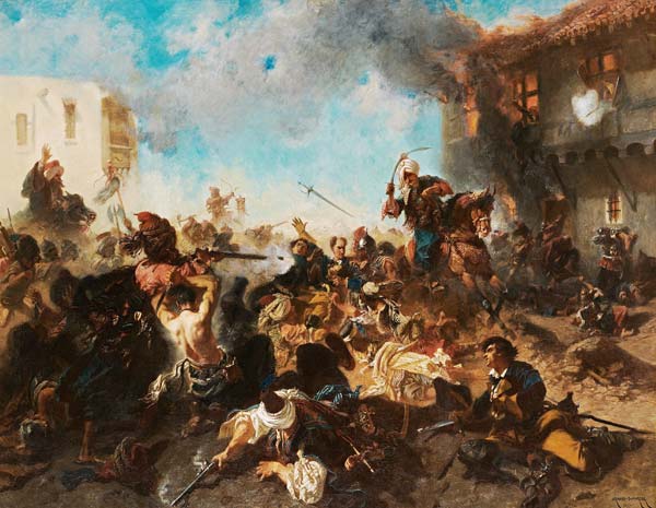 The Skirmish at Bender (Kalabaliken i Bender) a Charles Edouard Armand-Dumaresq