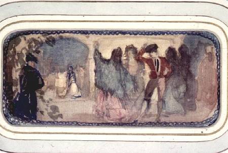 A Spanish Scene:Figures and Buildings a Charles Edward Conder