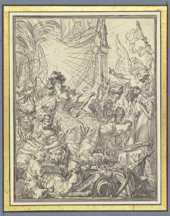 Frankreich auf dem Thron, umgeben von allegorischen Figuren a Charles Eisen