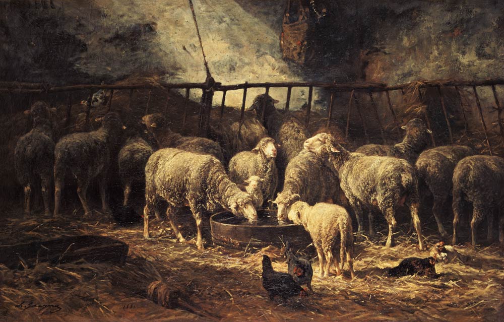 The Large Sheepfold a Charles Emile Jacques