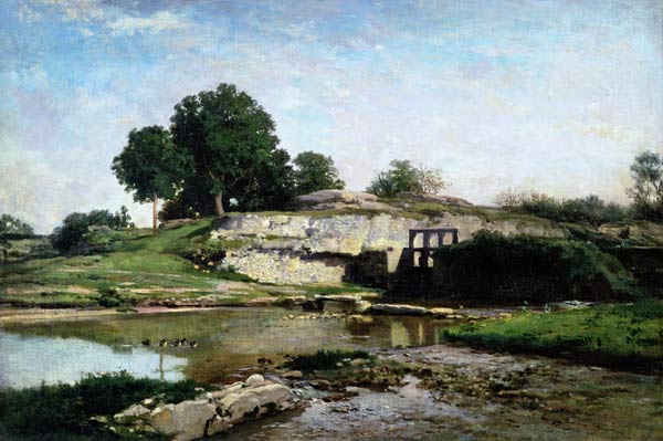 The Lock at Optevoz a Charles-François Daubigny