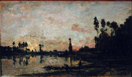 Sunset on the Oise a Charles-François Daubigny