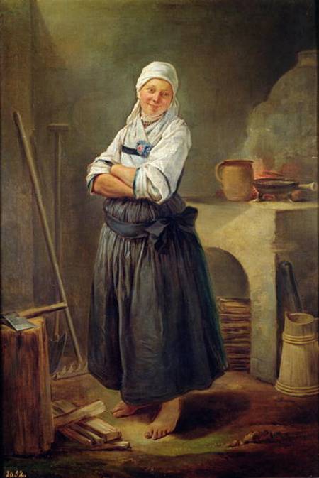 A Saxon Villager in her Kitchen a Charles-Francois Hutin