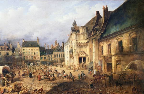 View of the Place de l'Hotel de Ville, Saint-Omer a Charles Goureau