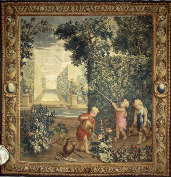 Boys as gardeners / Tapestry C18 a Charles Le Brun