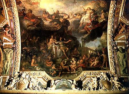 King Louis XIV (1638-1715) Governing Alone in 1661, Ceiling Painting from the Galerie des Glaces a Charles Le Brun