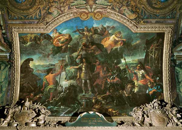 King Louis XIV (1638-1715) taking up Arms on Land and on Sea in 1672, Ceiling Painting from the Gale a Charles Le Brun