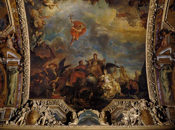 The Prosperous Neighbouring Powers of France, Ceiling Painting from the Galerie des Glaces a Charles Le Brun
