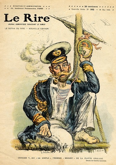 George V, ''The Simple'', the first Midshipman of the Royal Navy, from the front cover of ''Le Rire' a Charles Leandre