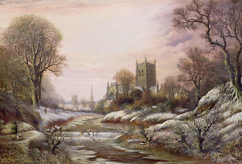 Worcester from the South West in the Snow a Charles Leaver