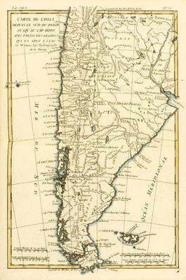 Chile, from the south of Peru to Cape Horn, from 'Atlas de Toutes les Parties Connues du Globe Terre a Charles Marie Rigobert Bonne
