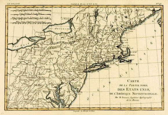 North-East Coast of America, from 'Atlas de Toutes les Parties Connues du Globe Terrestre' by Guilla a Charles Marie Rigobert Bonne