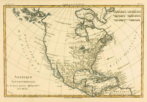 North America, from 'Atlas de Toutes les Parties Connues du Globe Terrestre' by Guillaume Raynal (17 a Charles Marie Rigobert Bonne