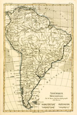 South America, from 'Atlas de Toutes les Parties Connues du Globe Terrestre' by Guillaume Raynal (17 a Charles Marie Rigobert Bonne