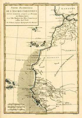 West Coast of Africa, from Lisbon to Sierra Leone, from 'Atlas de Toutes les Parties Connues du Glob a Charles Marie Rigobert Bonne