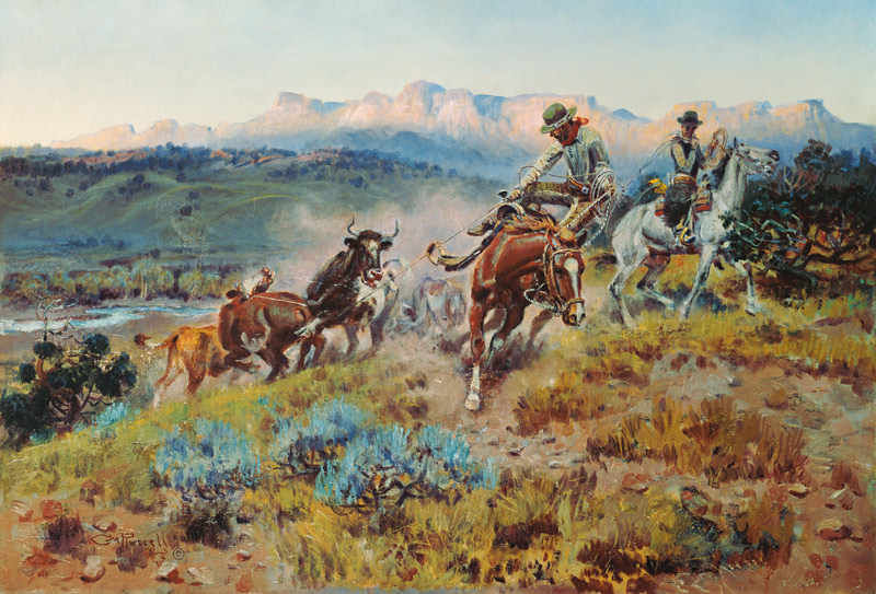 Cowboys when capturing a herd a Charles Marion Russell