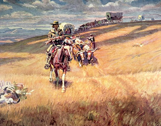 ''When wagon trails were dim'' a Charles Marion Russell