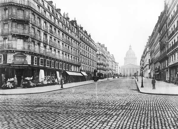 Paris, rue Soufflot, the Pantheon, 1858-78 (b/w photo)  a Charles Marville