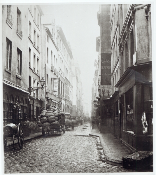 Rue de la Grande Truanderie, from the rue Montorgueil, Paris, 1858-78 (b/w photo)  a Charles Marville